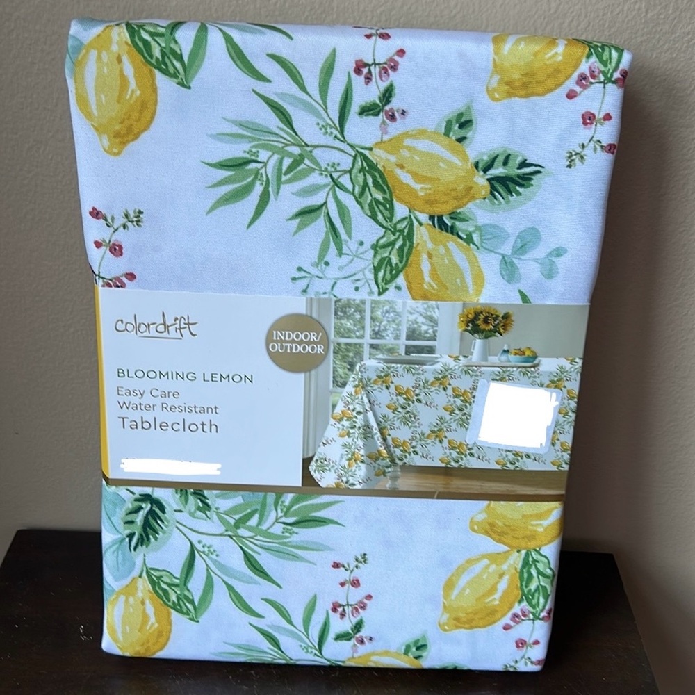 Colordrift New Tablecloth Lemons Spring Blooms 60”x104” Oblong